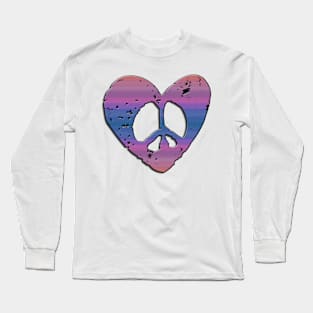 Peace Heart Purple Long Sleeve T-Shirt